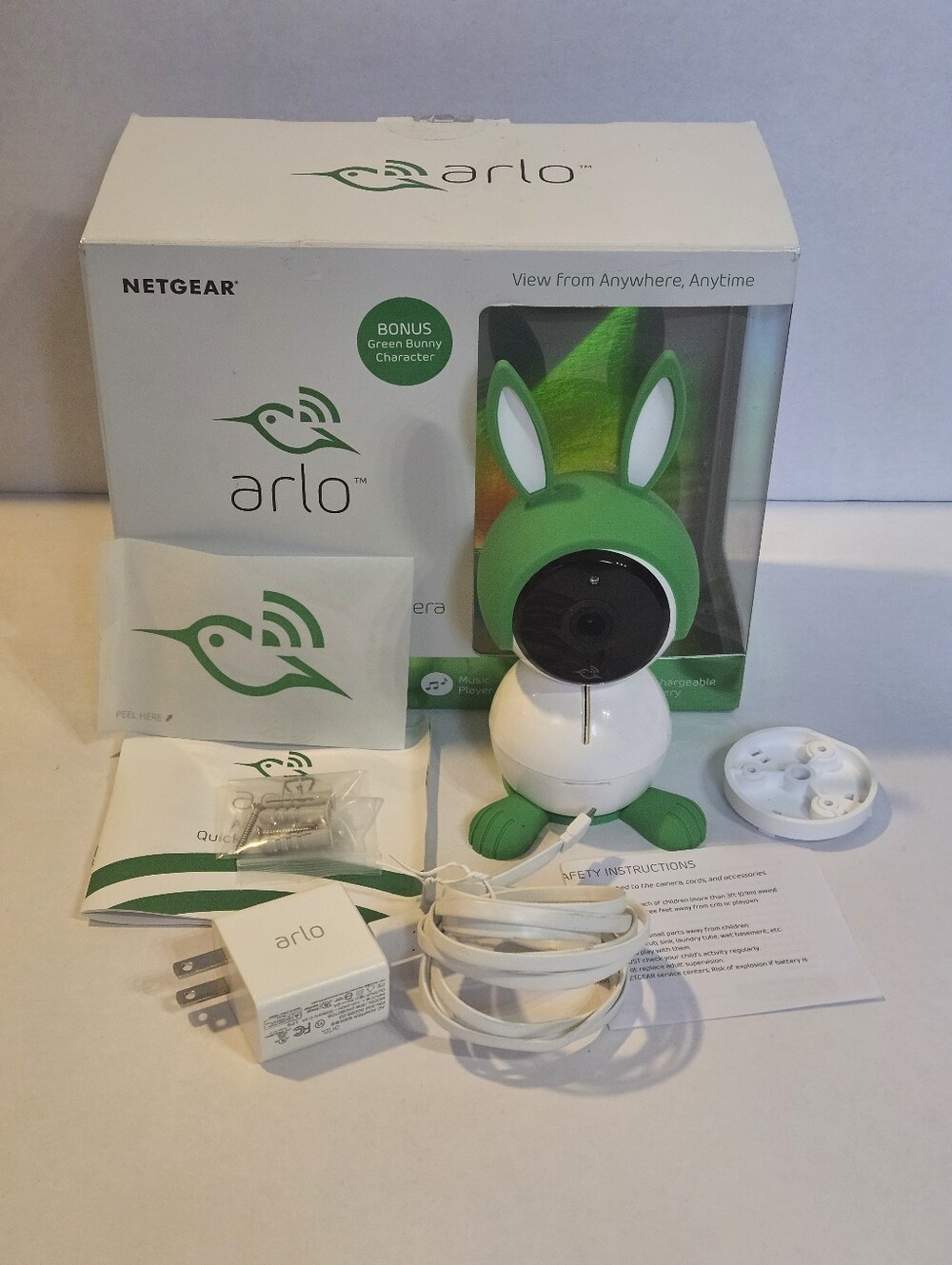 Netgear Arlo Baby Monitor 1080p HD Camera - Green Bunny Character & Box